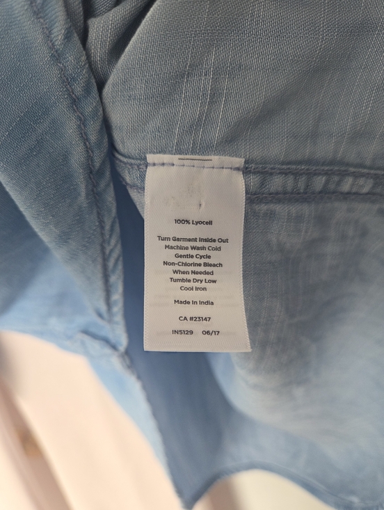 Talbots Ruffled Button-front Lyocell Denim Top - Picture 6 of 9